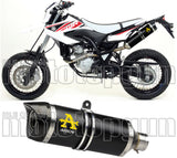 Exhaust Tip With Noise Certification Thunder Black Aluminium Carbon - Arrow Special Parts Compatible With Yamaha Wr 125 X (2009-2016)