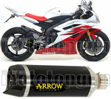 Exhaust Tip With Noise Certification Thunder Black Aluminium Carbon - Arrow Special Parts Compatible With Yamaha Yzf 600 R6 (2008-2011)