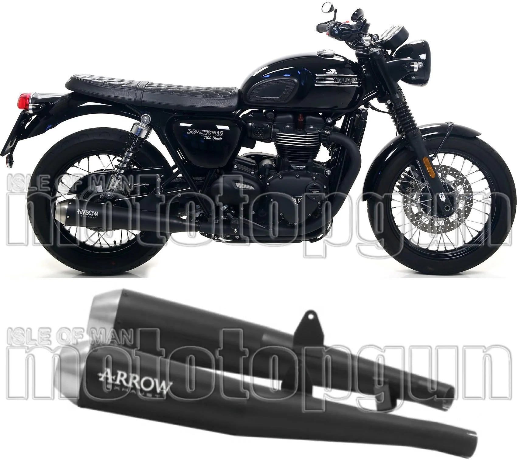 Dual Exhaust System With Sound Certification Pro-Racing Black Nichrom Stainless Steel - Arrow Special Parts Compatible With Triumph Bonneville T120 (2016-2019)