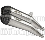 Dual Exhaust System With Sound Certification Pro-Racing Nichrom Carbon - Arrow Special Parts Compatible With Triumph Thruxton 1200 R (2017-2020)