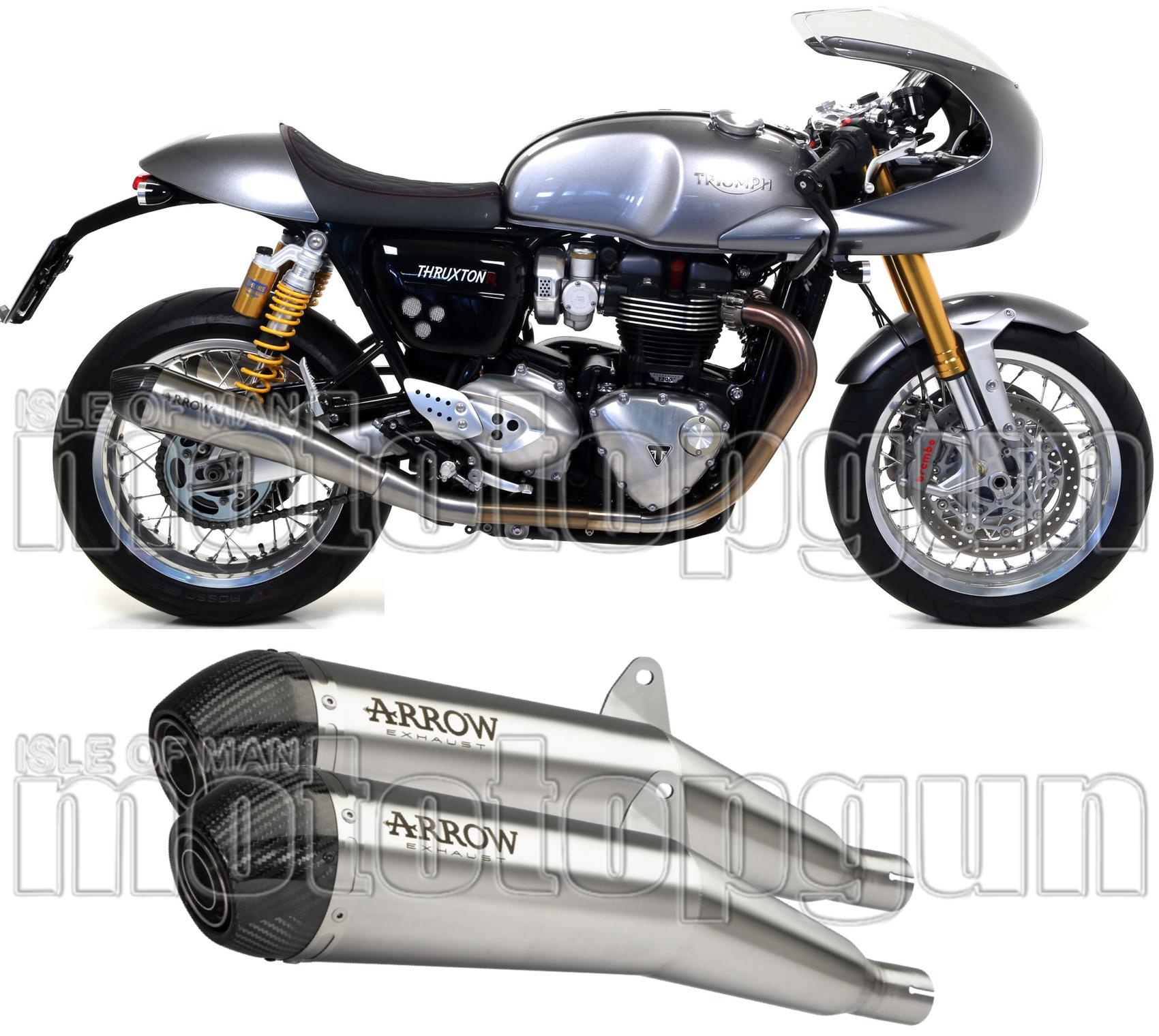 Dual Exhaust System With Sound Certification Pro-Racing Nichrom Carbon - Arrow Special Parts Compatible With Triumph Thruxton 1200 R (2017-2020)
