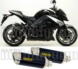 Dual Exhaust System With Sound Certification Thunder Black Aluminium Stainless Steel - Arrow Special Parts Compatible With Kawasaki Z 1000 (2017-2020)