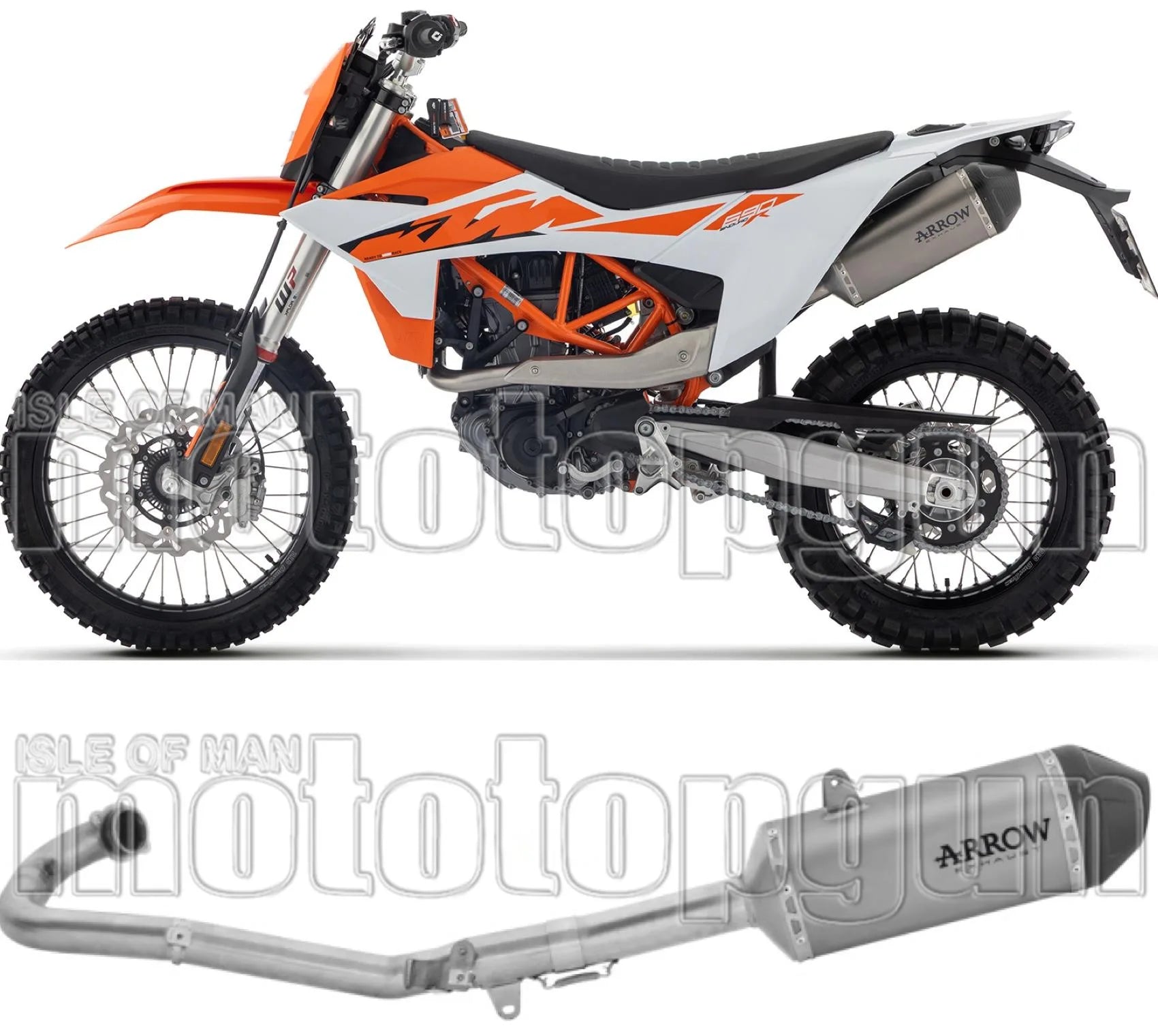 Complete Non-Catalytic Exhaust System With Sound Certification Explorer Titanium Carby End Cap - Arrow Special Parts Compatible With Ktm 690 Smc R (2025-2026)