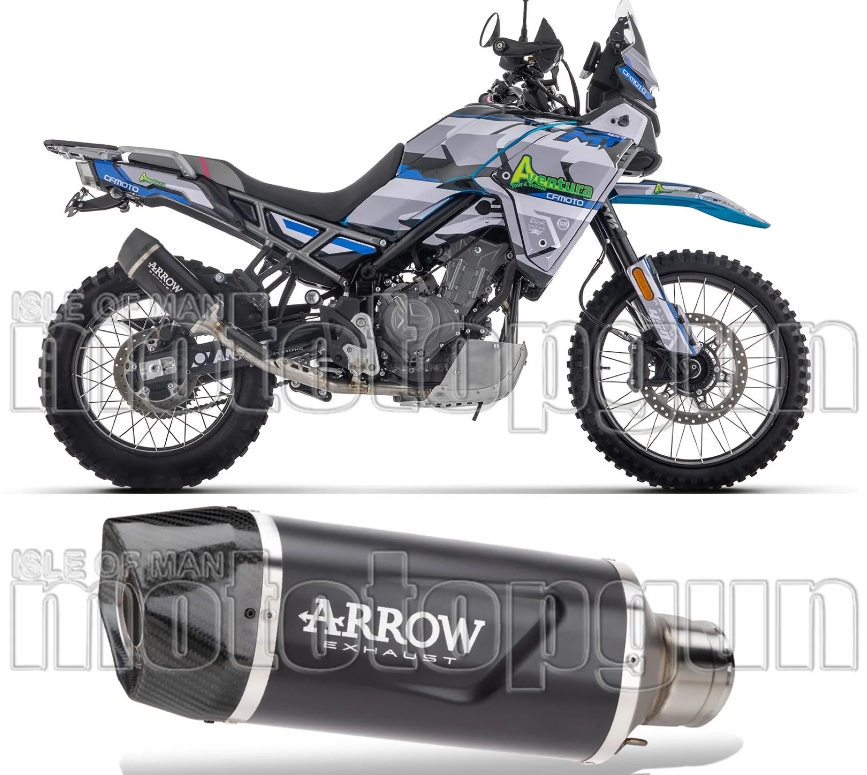 Exhaust Tip With Noise Certification Indy-Race Evo Black Aluminium Carbon - Arrow Special Parts Compatible With Cfmoto 450 Mt (2024)