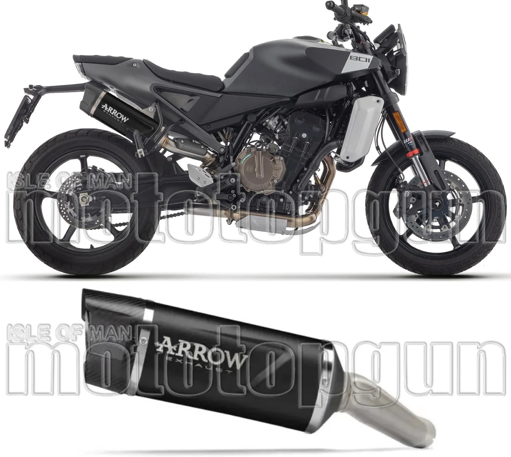 Exhaust Tip With Noise Certification Indy-Race Evo Black Aluminium Carbon - Arrow Special Parts Compatible With Husqvarna Svartpilen 801 (2024-2025)