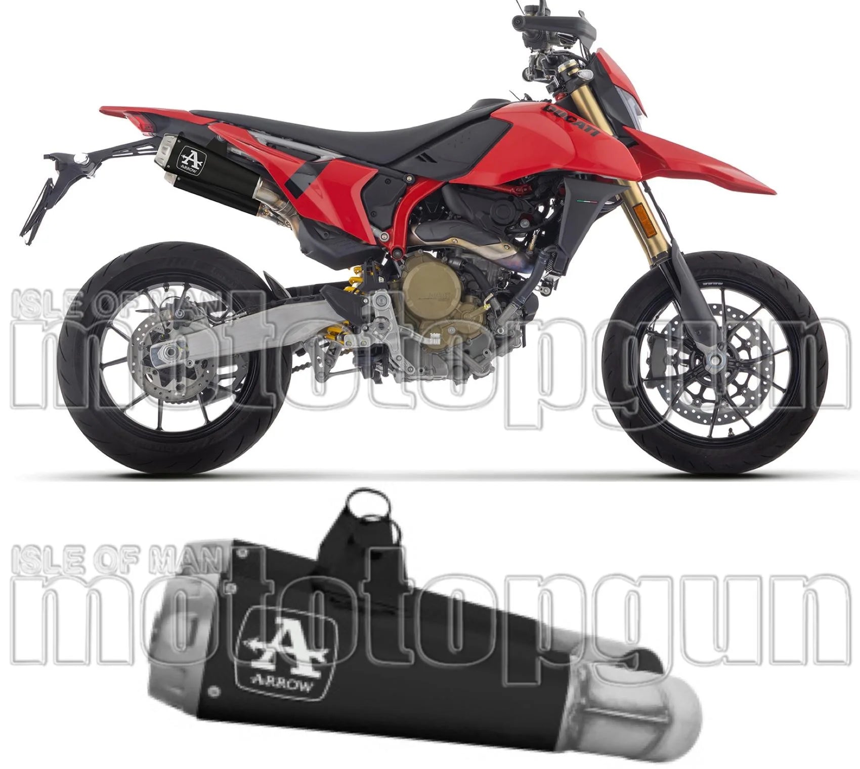 Exhaust Tip With Noise Certification Pro-Race Black Stainless Steel - Arrow Special Parts Compatible With Ducati Hypermotard 698 Mono (2024-2025)