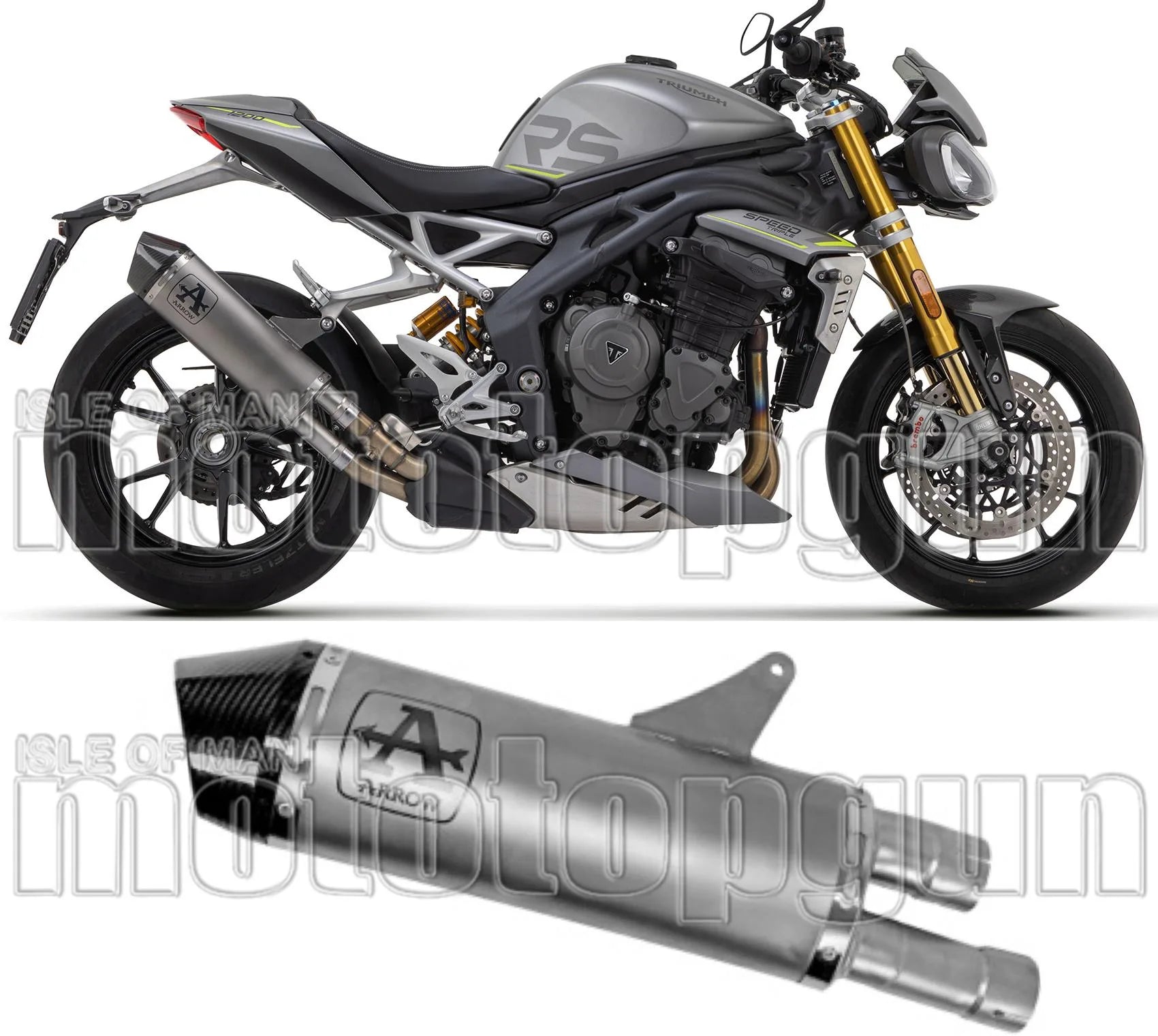 Exhaust Tip With Noise Certification Race-Tech Titanium Carbon - Arrow Special Parts Compatible With Triumph Speed Triple 1200 Rs (2021-2024)