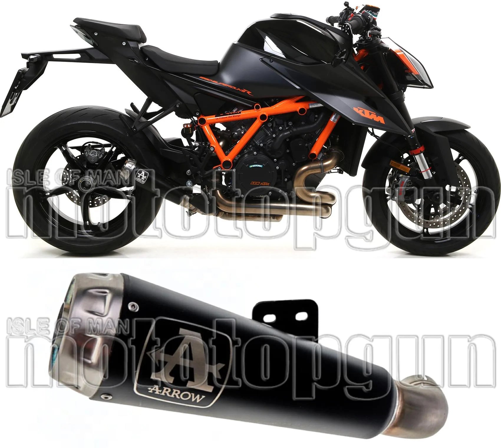 Exhaust Tip With Noise Certification Pro-Race Black Nichrom Stainless Steel - Arrow Special Parts Compatible With Ktm 1290 Superduke R (2020-2023)