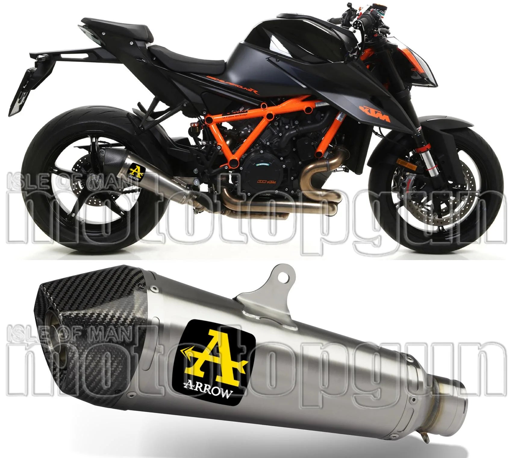 Exhaust Tip With Noise Certification X-Kone Titanium Carbon - Arrow Special Parts Compatible With Ktm 1290 Superduke R (2020-2023)
