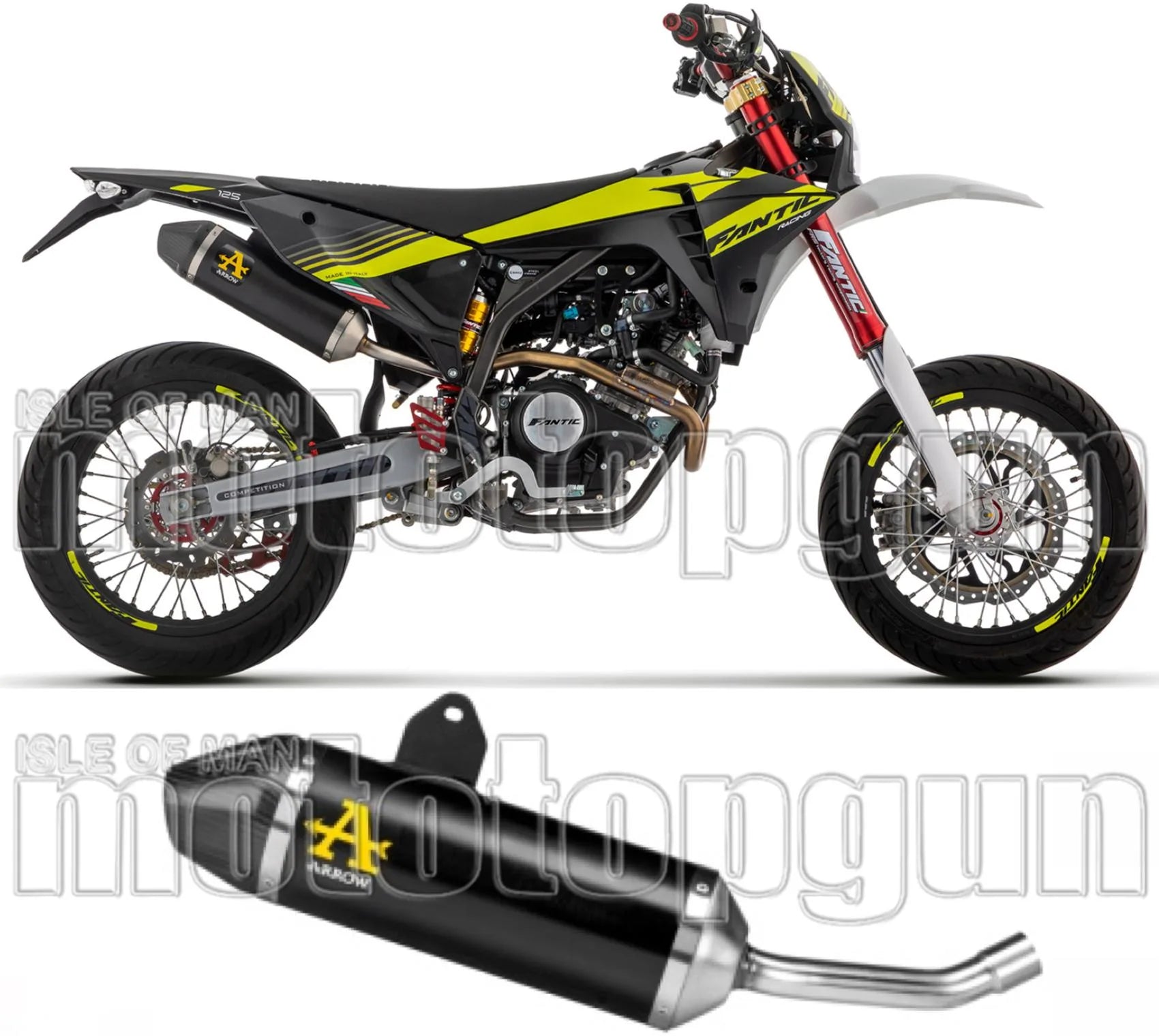 Exhaust Tip With Noise Certification Thunder Black Aluminium Carbon - Arrow Special Parts Compatible With Fantic Motor Xmf 125 (2023-2024)