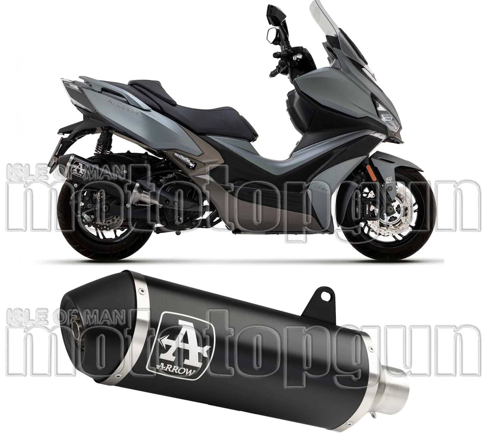 Catalytic Exhaust Tip With Sound Certification Urban Black Aluminium Black Aluminium - Arrow Special Parts Compatible With Kymco Xciting 400 I S (2021-2024)