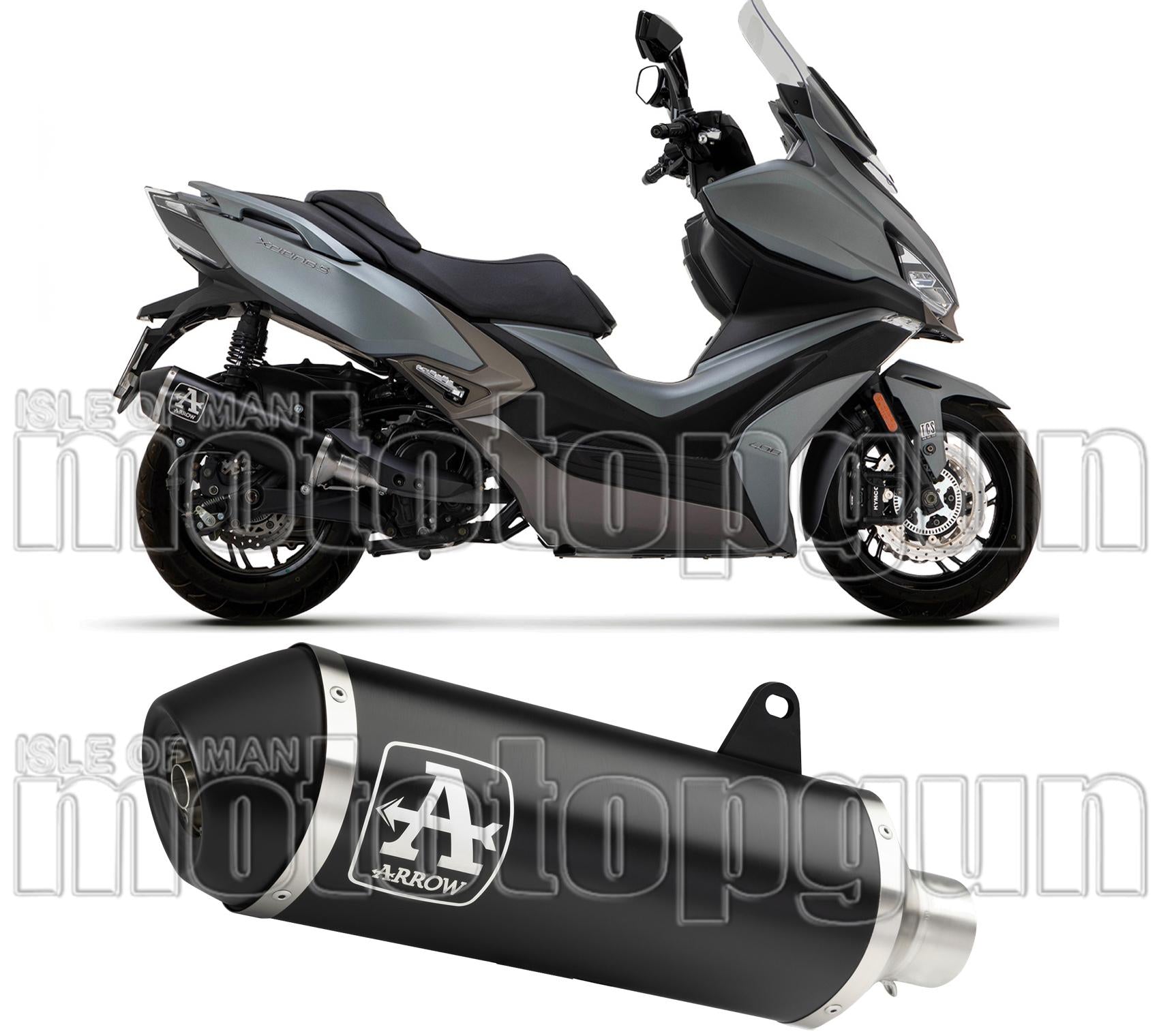 Catalytic Exhaust Tip With Sound Certification Urban Black Aluminium Black Aluminium - Arrow Special Parts Compatible With Kymco Xciting 400 I S (2021-2024)
