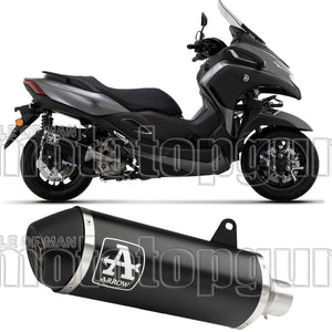 Catalytic Exhaust Tip With Sound Certification Urban Black Aluminium Stainless Steel Black - Arrow Special Parts Compatible With Yamaha Tricity 300 (2021-2024)