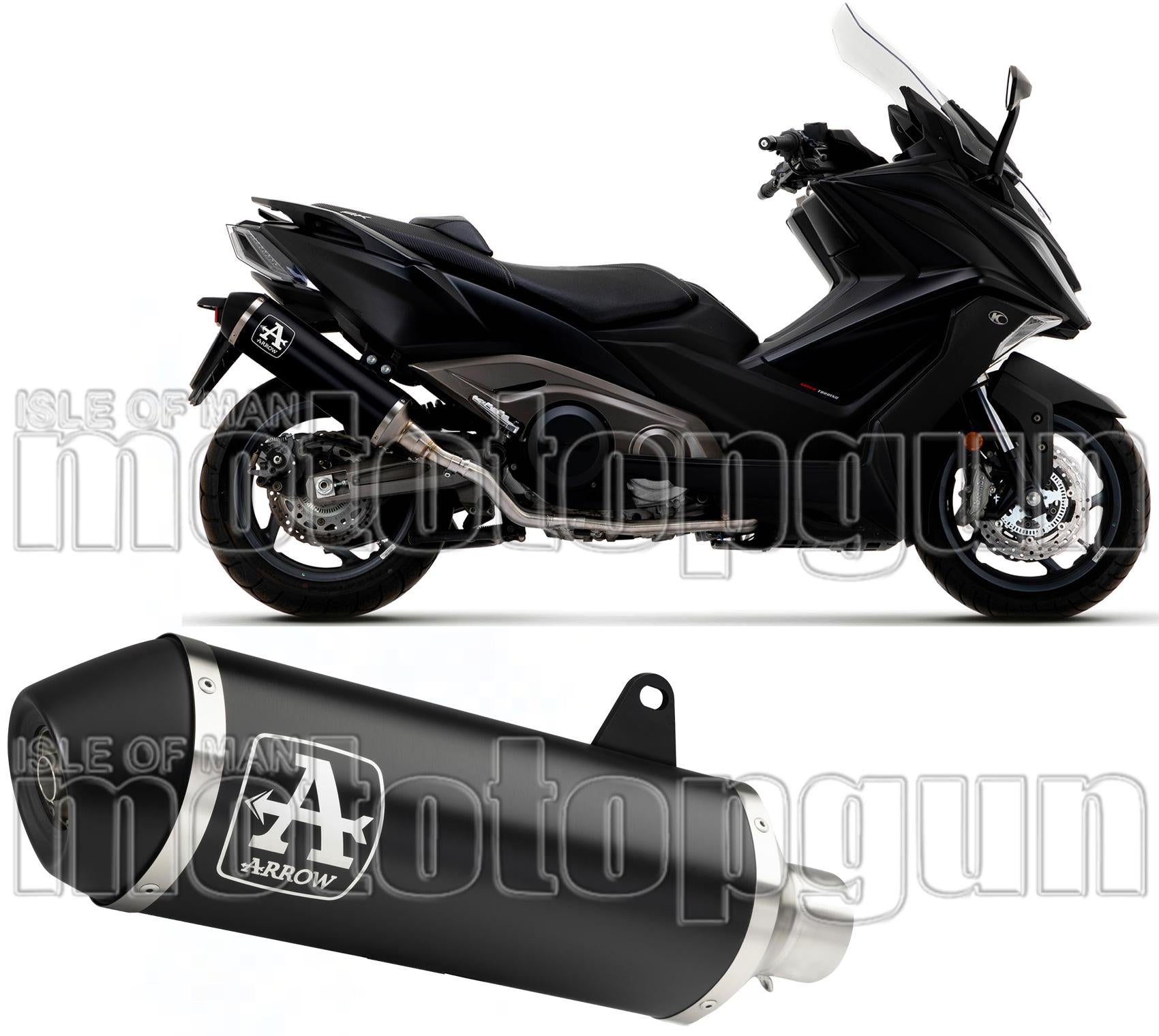 Catalytic Exhaust Tip With Sound Certification Urban Black Aluminium Carbon - Arrow Special Parts Compatible With Kymco Ak 550 (2021-2026)