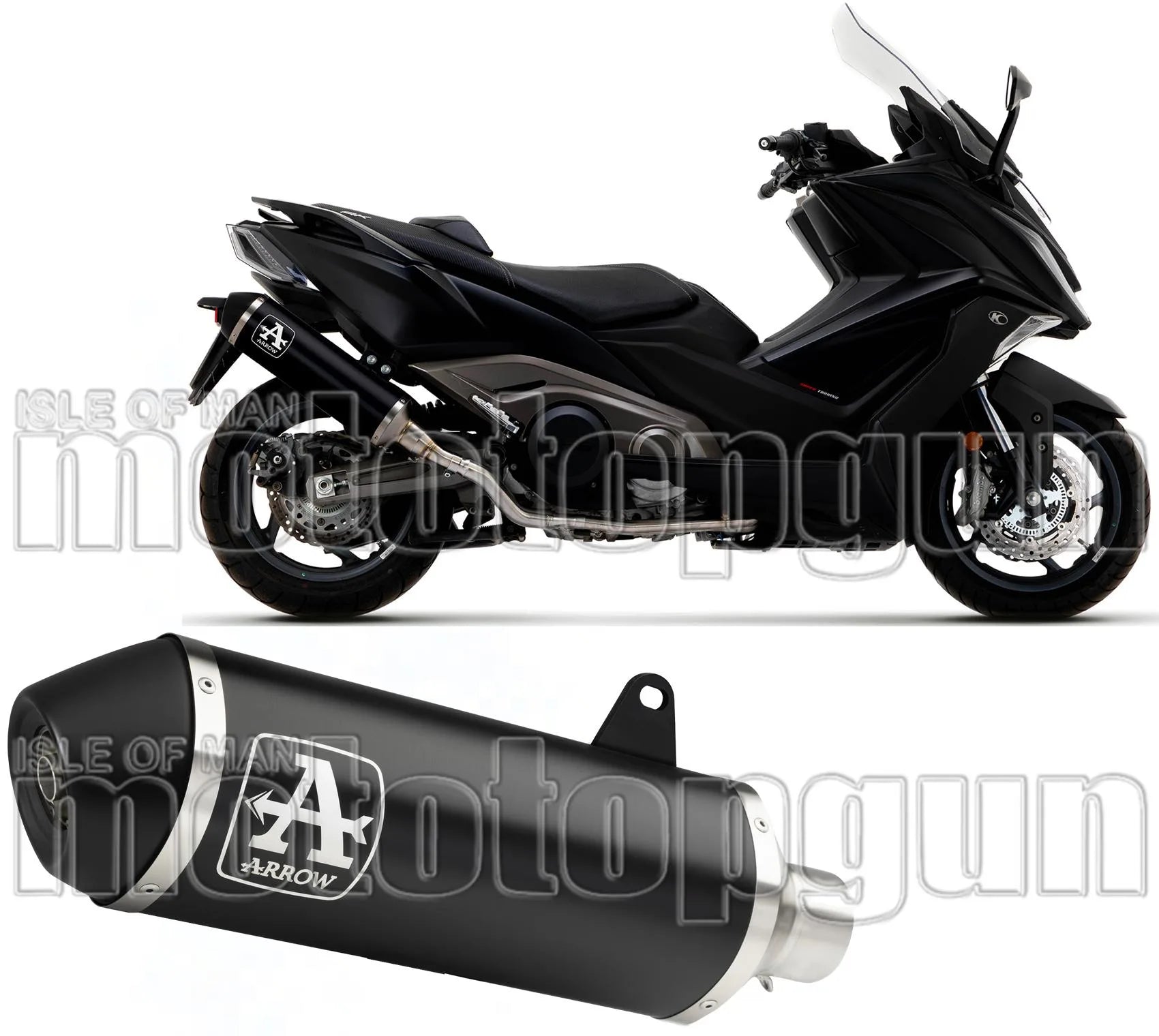 Catalytic Exhaust Tip With Sound Certification Urban Black Aluminium Stainless Steel - Arrow Special Parts Compatible With Kymco Ak 550 (2021-2026)