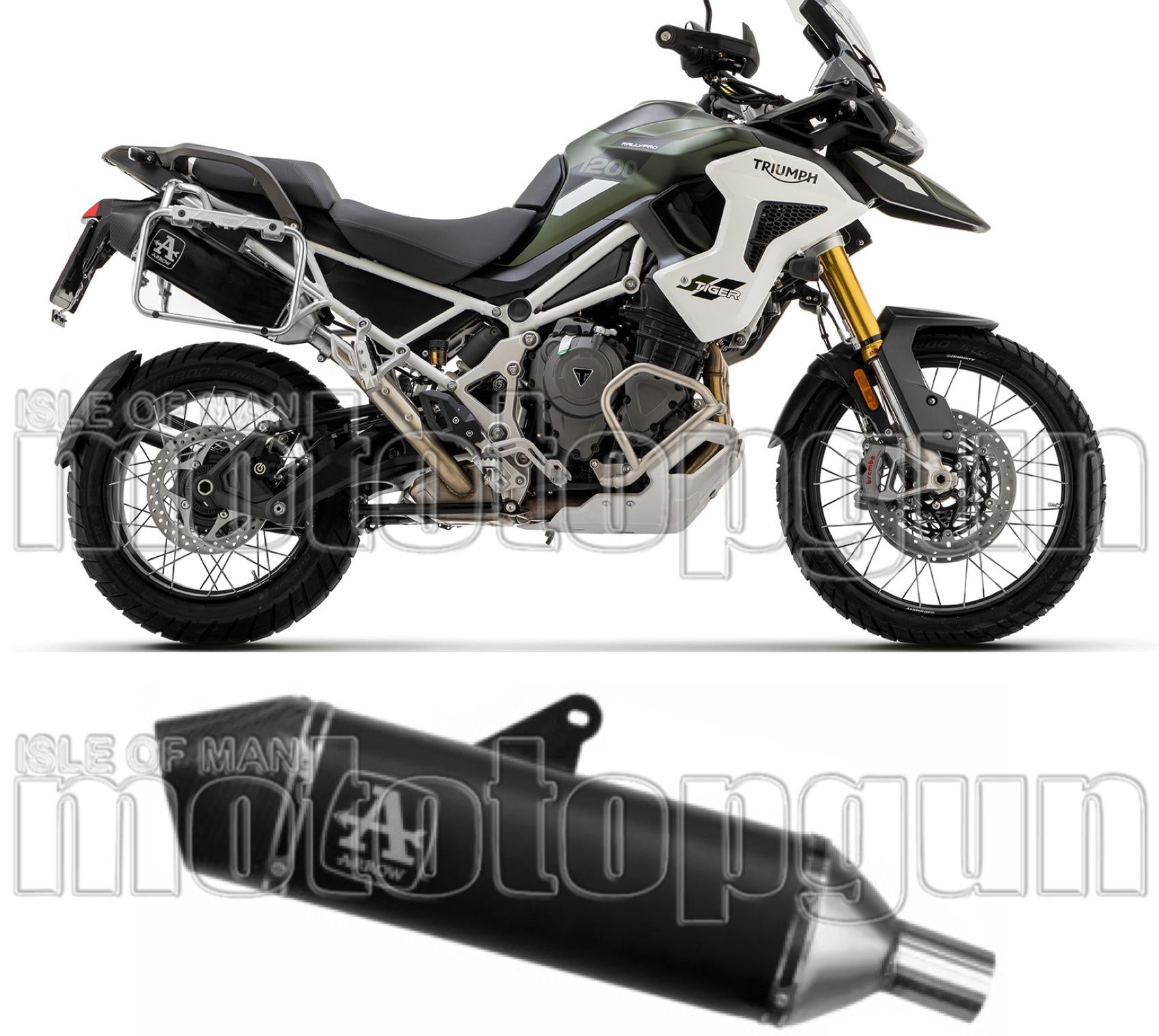 Exhaust Tip With Noise Certification Veloce Black Aluminium Carbon - Arrow Special Parts Compatible With Triumph Tiger 1200 (2022-2024)