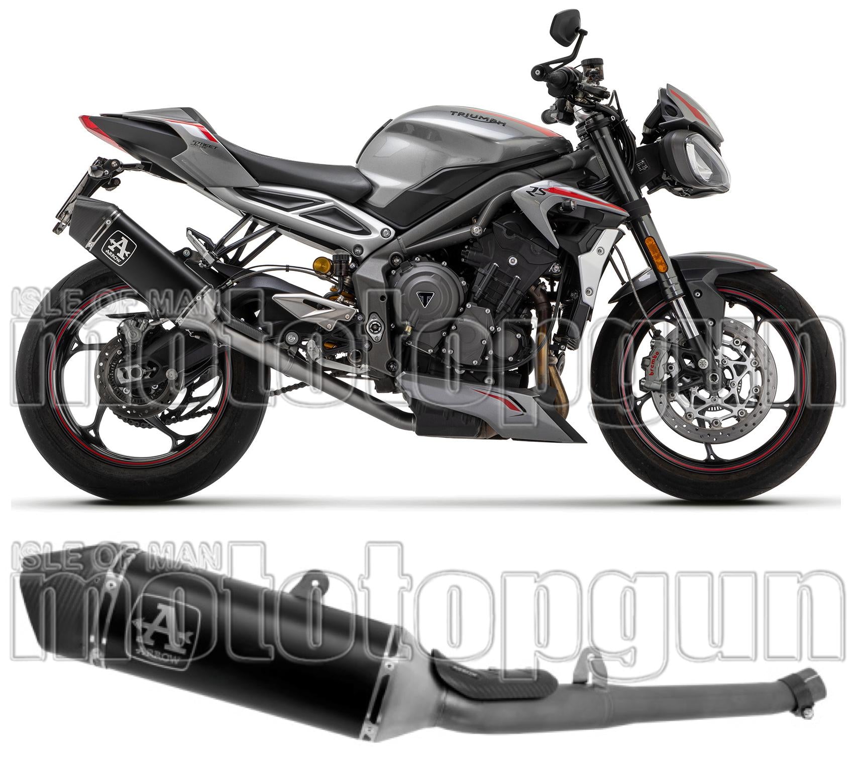 Catalytic Exhaust Tip With Sound Certification Veloce Black Aluminium Carbon - Arrow Special Parts Compatible With Triumph Street Triple 765 (2020-2022)