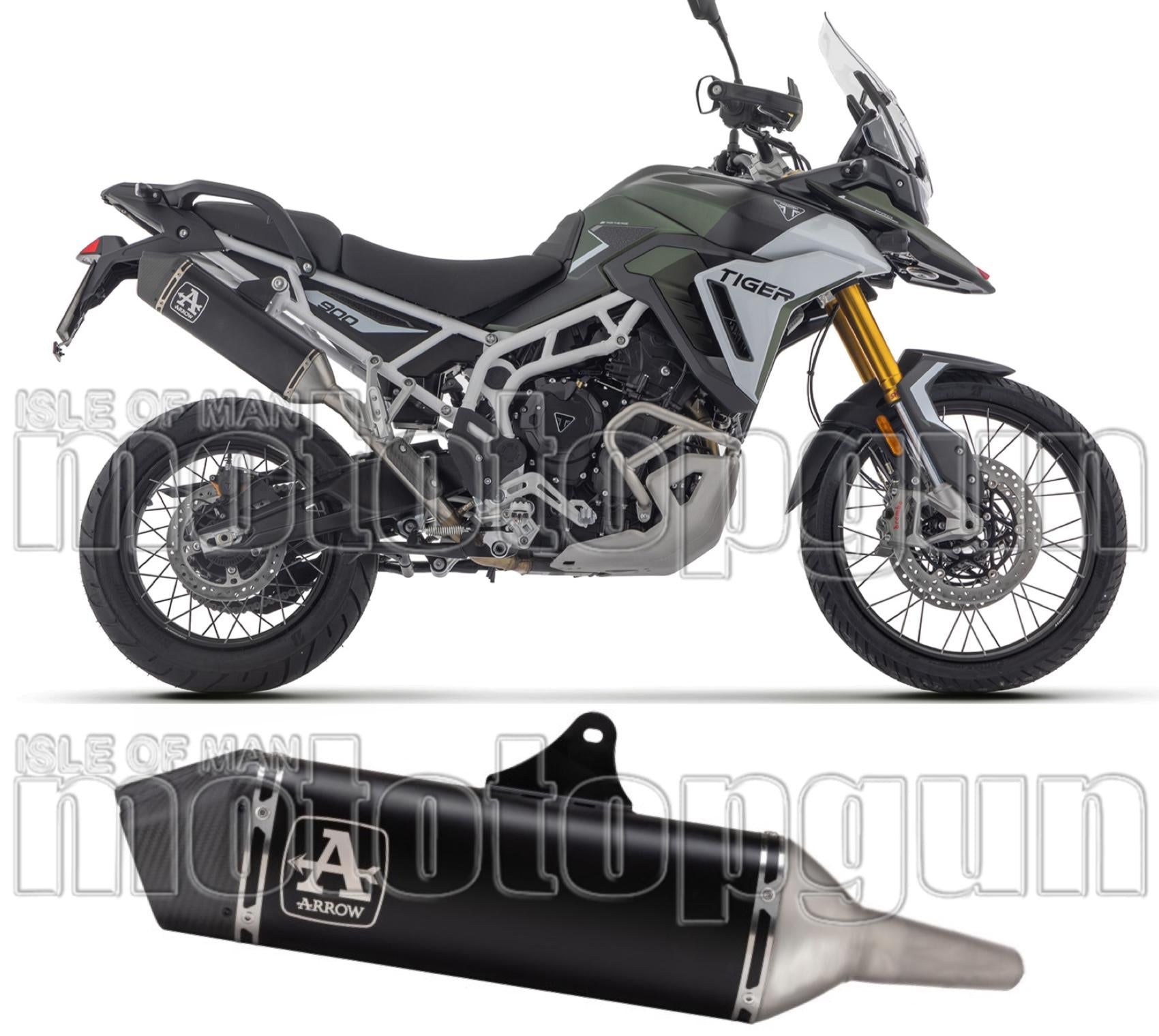Exhaust Tip With Noise Certification Veloce Black Aluminium Carby End Cap - Arrow Special Parts Compatible With Triumph Tiger 900 Gt - Pro (2024-2026)