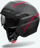 Urban Motorcycle Helmet Airoh J 110 - J1S55 Composite Carbon Matte Red Slim Size Xl