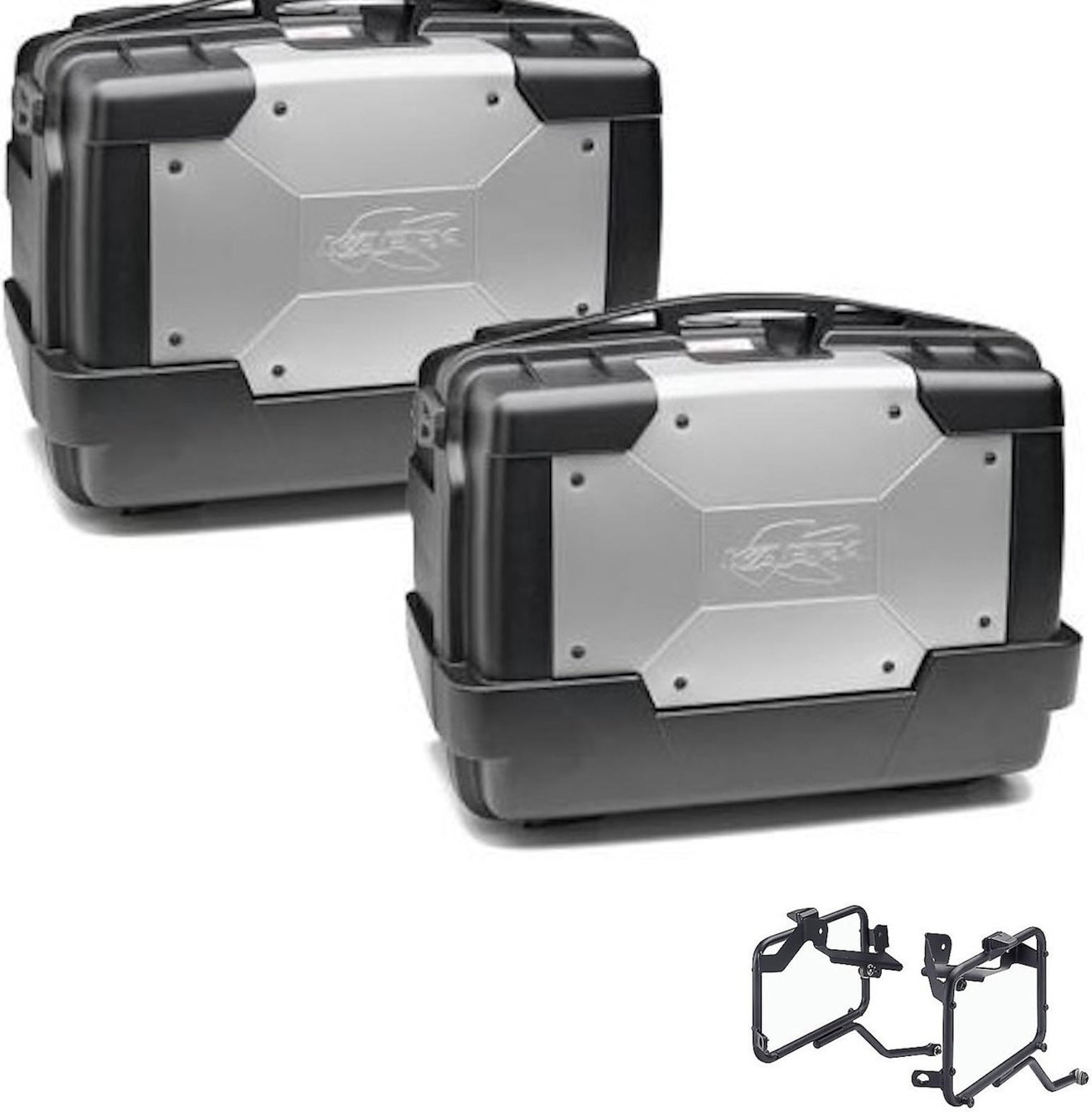 Side Cases Kgr46Pack2 + Side Cases Holder Garda - Kappa Moto Compatible With Kawasaki Klv 1000 (2004-2010)