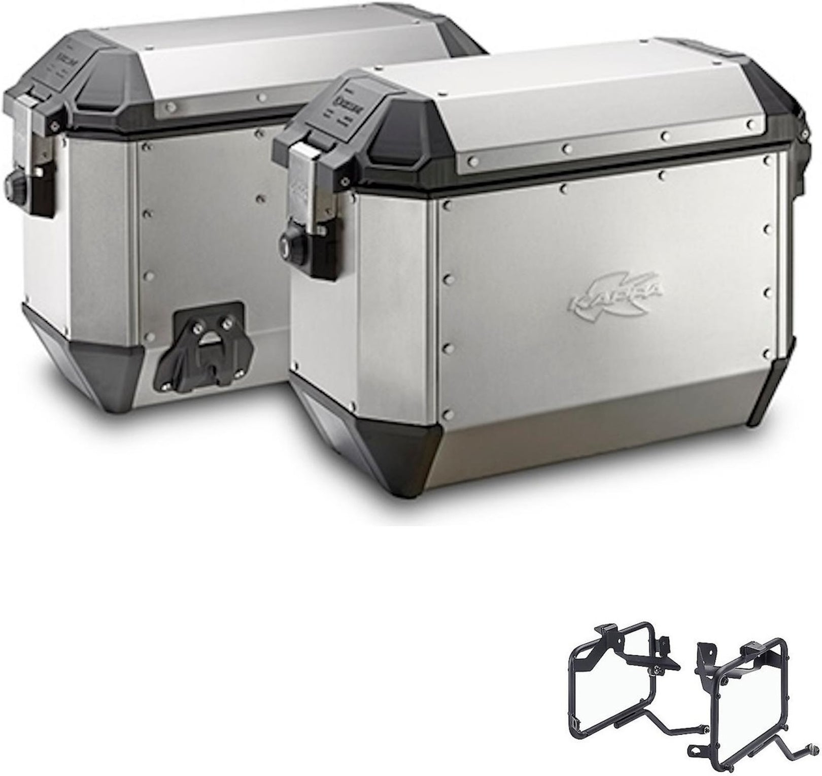 Side Cases Kms36Apack2 + Side Cases Holder K'Mission Aluminium - Kappa Moto Compatible With Moto Guzzi V85 Tt (2019-2023)