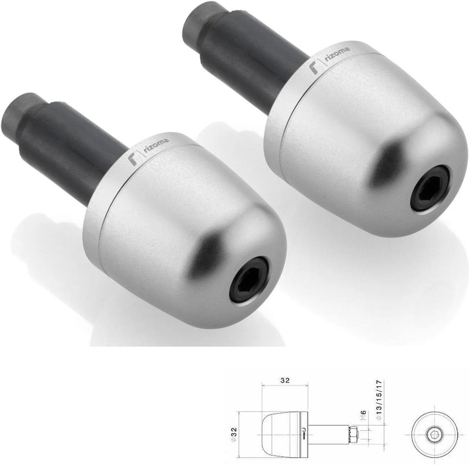 Couple Bar-End Plugs Ma302A - Rizoma Compatible With Suzuki V-Strom 650 Xt Abs (2017-2019)