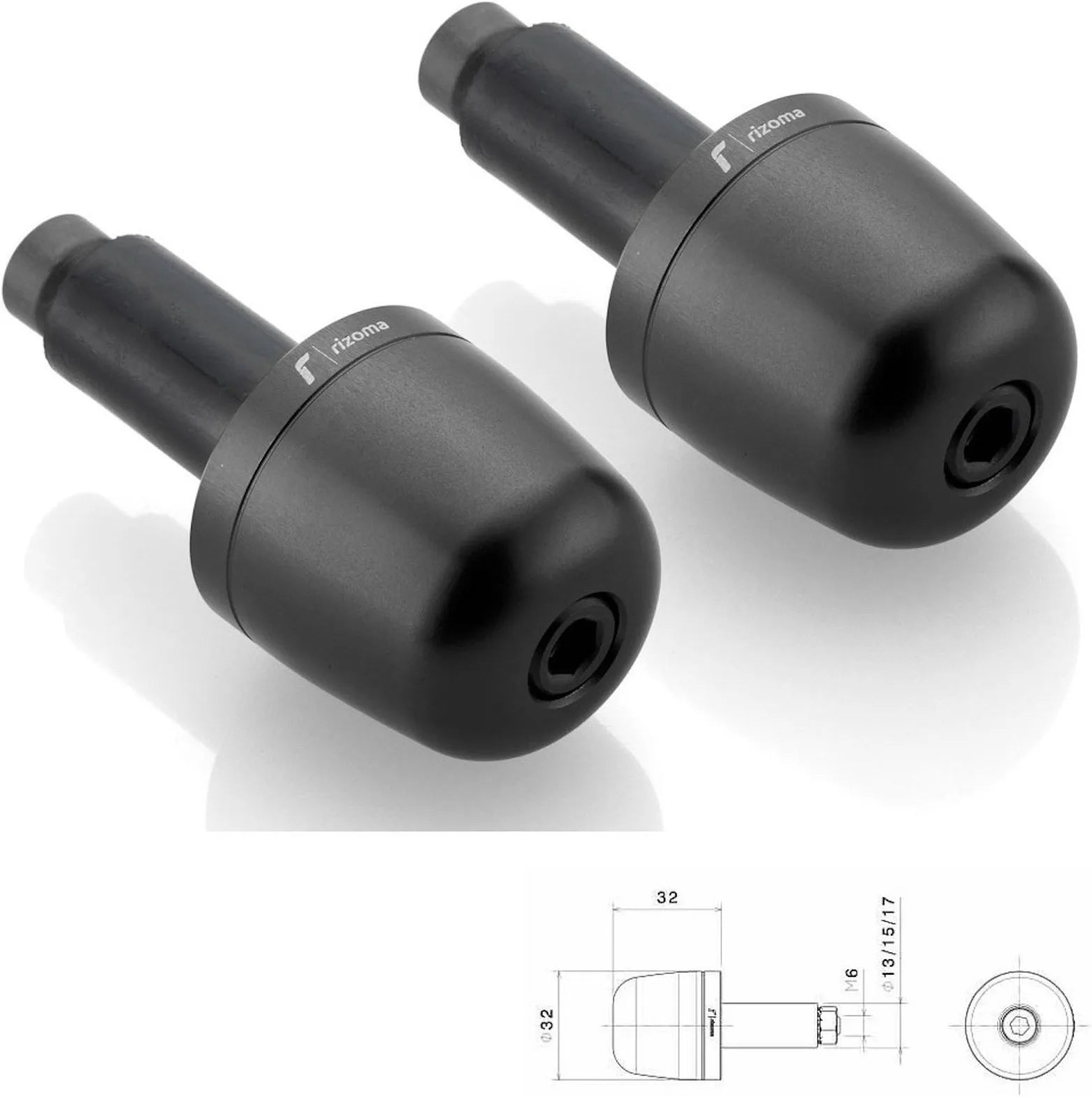 Couple Bar-End Plugs Ma302B - Rizoma Compatible With Suzuki Gsr 750 (2010-2015)