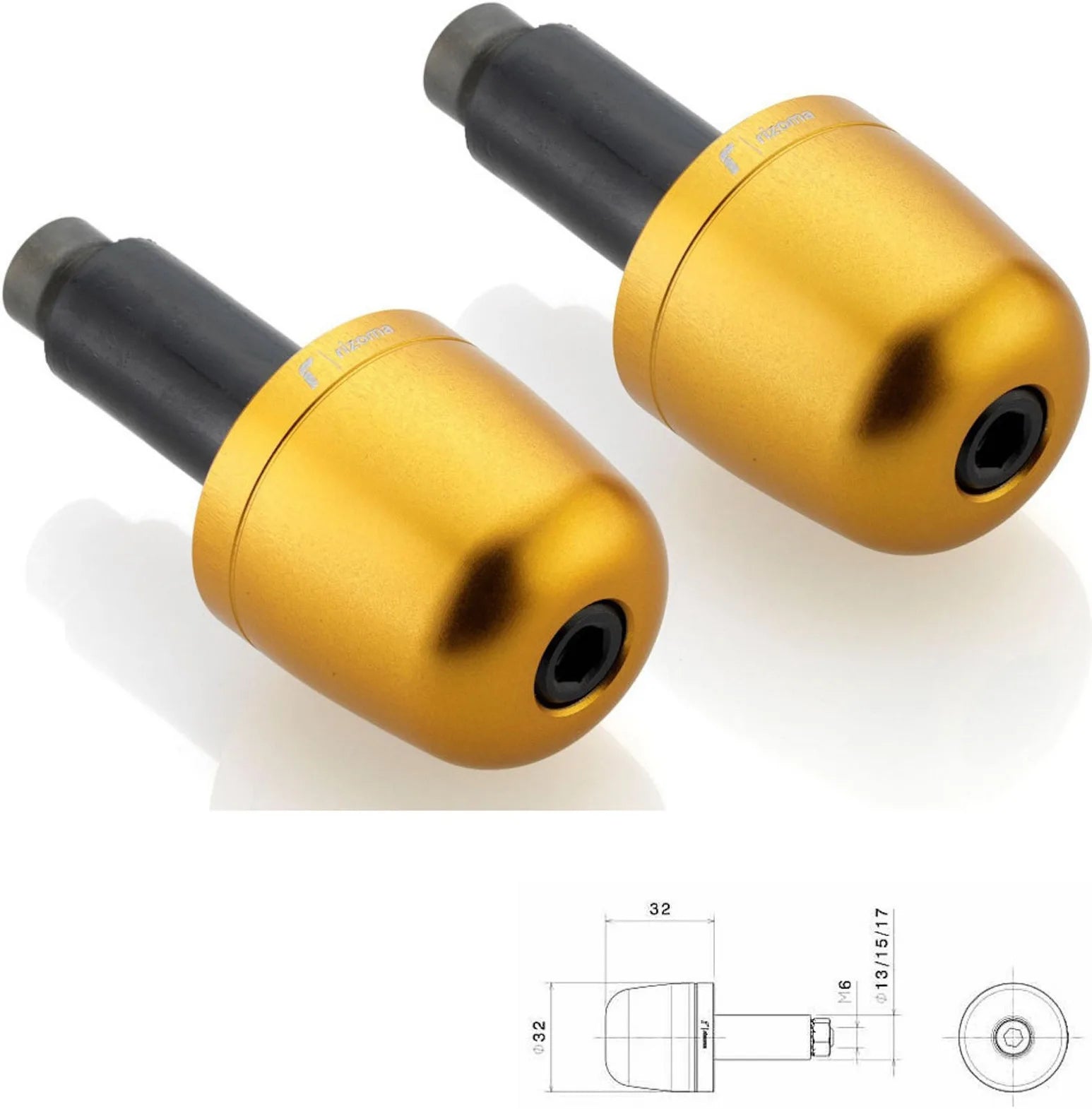 Couple Bar-End Plugs Ma302G - Rizoma Compatible With Suzuki Gsr 750 (2010-2015)