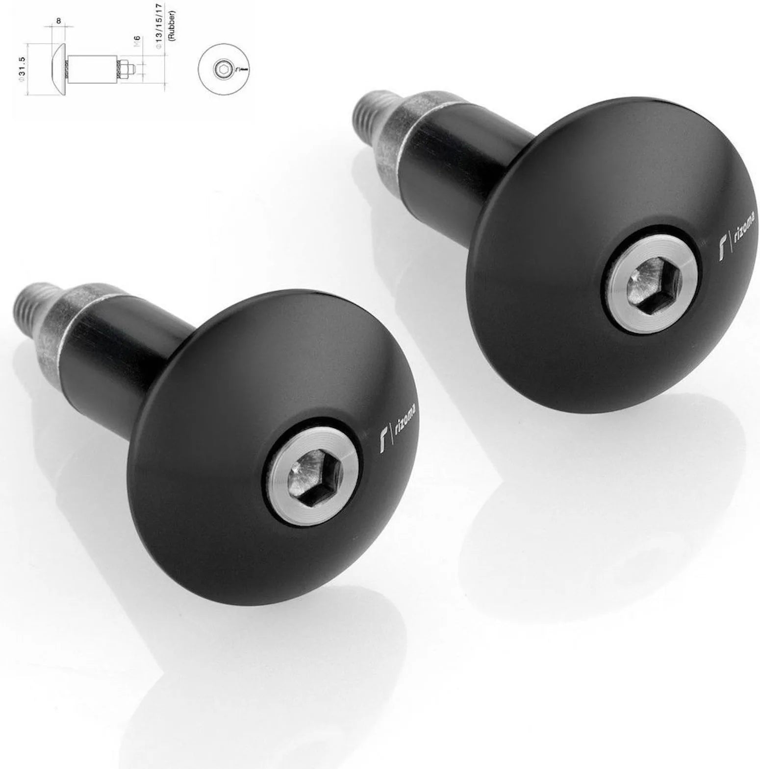 Couple Bar-End Plugs Ma531B - Rizoma Compatible With Suzuki Gsx-S 1000 Abs (2015-2017)