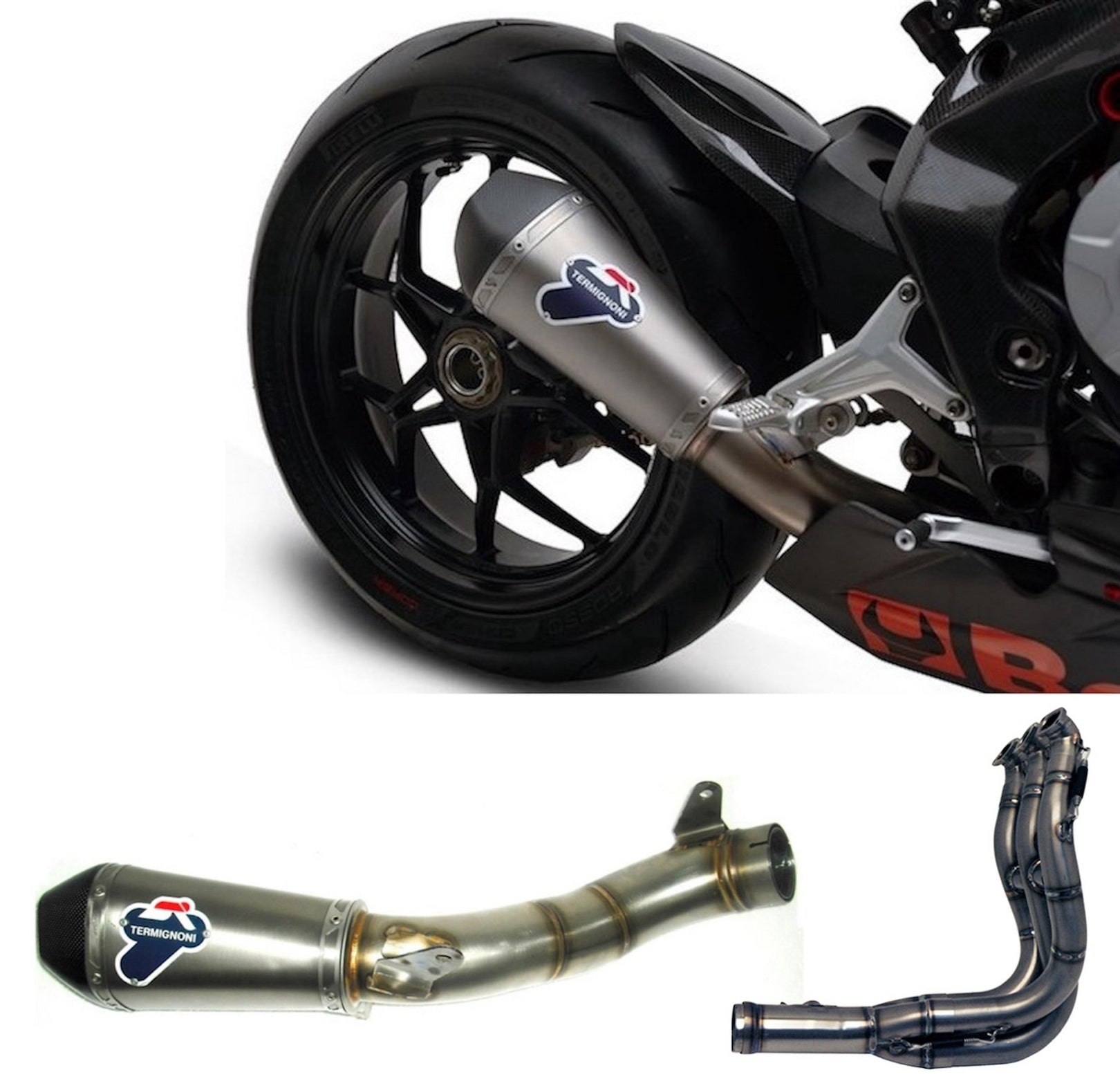 Complete Non-Catalytic Exhaust System With Sound Certification Relevance Full Titanium Carbon Cap - Termignoni Compatible With Mv Agusta F3 675 (2012-2020)