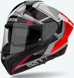 Full-Face Motorcycle Helmet Airoh Matryx - Mxrk55 Composite Carbon Gloss Red Rocket Size Xl