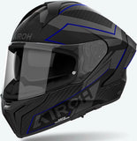 Full-Face Motorcycle Helmet Airoh Matryx - Mxse18 Composite Carbon Matte Blue Sentinel Size Xs