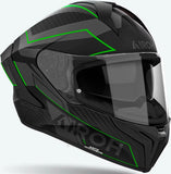 Full-Face Motorcycle Helmet Airoh Matryx - Mxse33 Composite Carbon Matte Green Sentinel Size S