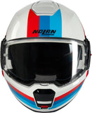 Flip-Up Travelling Motorcycle Helmet Nolan N120-1 White / Blue / Red Lineo 347 Size S