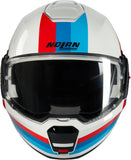 Flip-Up Travelling Motorcycle Helmet Nolan N120-1 White / Blue / Red Lineo 347 Size Xs