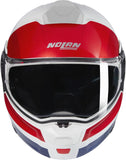 Flip-Up Travelling Motorcycle Helmet Nolan N90-3 White / Red / Blue Roboto 345 Size S
