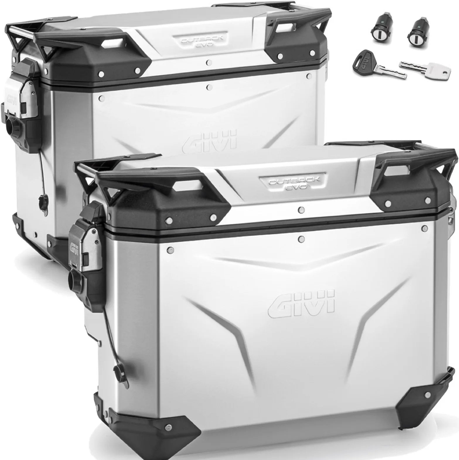 Monokey Cam-Side Trekker Outback Evo Smart Anodized Aluminium Side Cases + Locks - 70 Lt Trekker Outback Evo Smart Anodized Aluminium - Givi Compatible With Ktm 790 Adventure (2023-2025)