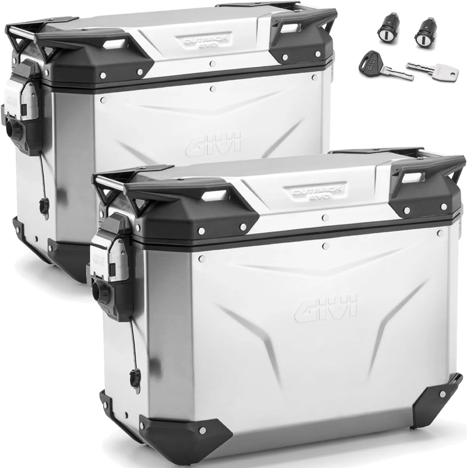 Monokey Cam-Side Trekker Outback Evo Smart Aluminium Side Cases + Locks - 74 Lt Trekker Outback Evo Smart Aluminium - Givi Compatible With Ktm 1290 Super Adventure R (2021-2024)
