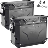 Monokey Cam-Side Trekker Outback Evo Smart Black Aluminium Side Cases + Locks - 74 Lt Trekker Outback Evo Smart Aluminium - Givi Compatible With Ktm 1290 Super Adventure T (2017)
