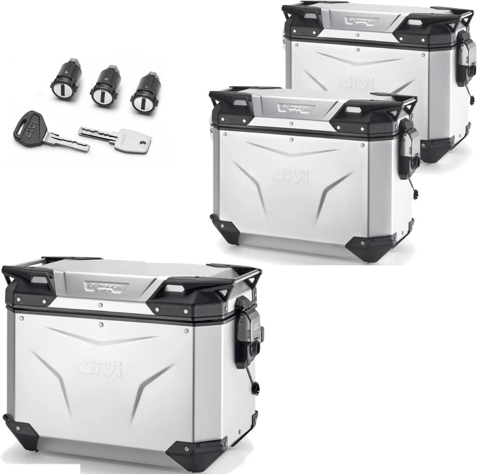 Trekker Outback Evo Smart Aluminium Top Case + Side Cases - 116 Lt Trekker Outback Evo Smart Aluminium - Givi Compatible With Triumph Tiger 660 Sport (2022-2024)