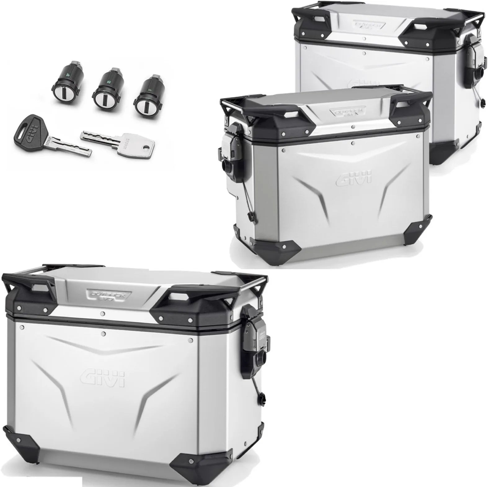 Trekker Outback Evo Smart Aluminium Top Case + Side Cases R Recessed - 126 Lt Trekker Outback Evo Smart Aluminium - Givi Compatible With Benelli Trk 702 (2023-2024)