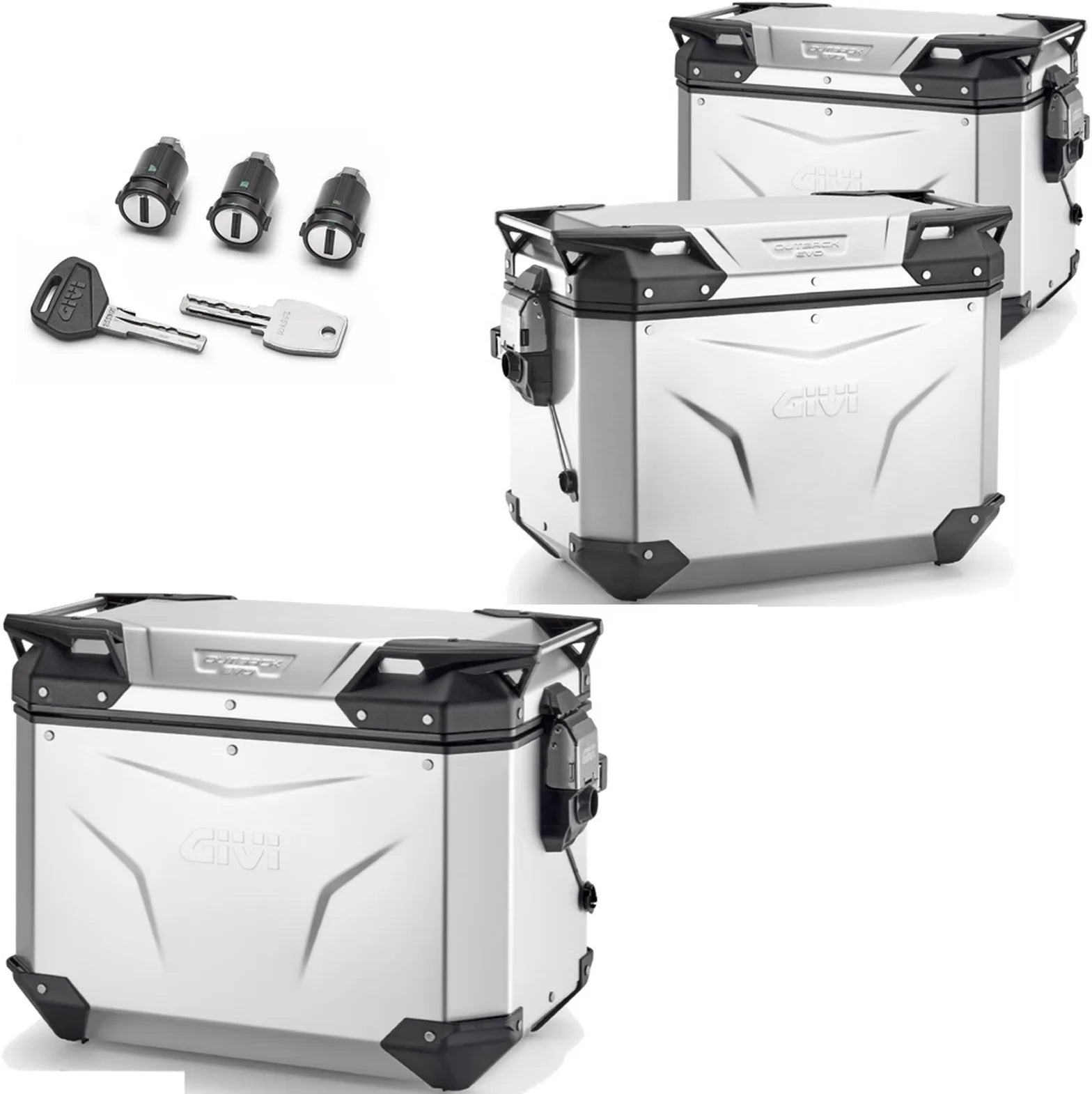 Trekker Outback Evo Smart Aluminium Top Case + Side Cases R Recessed - 130 Lt Trekker Outback Evo Smart Aluminium - Givi Compatible With Benelli Trk 702 (2023-2024)