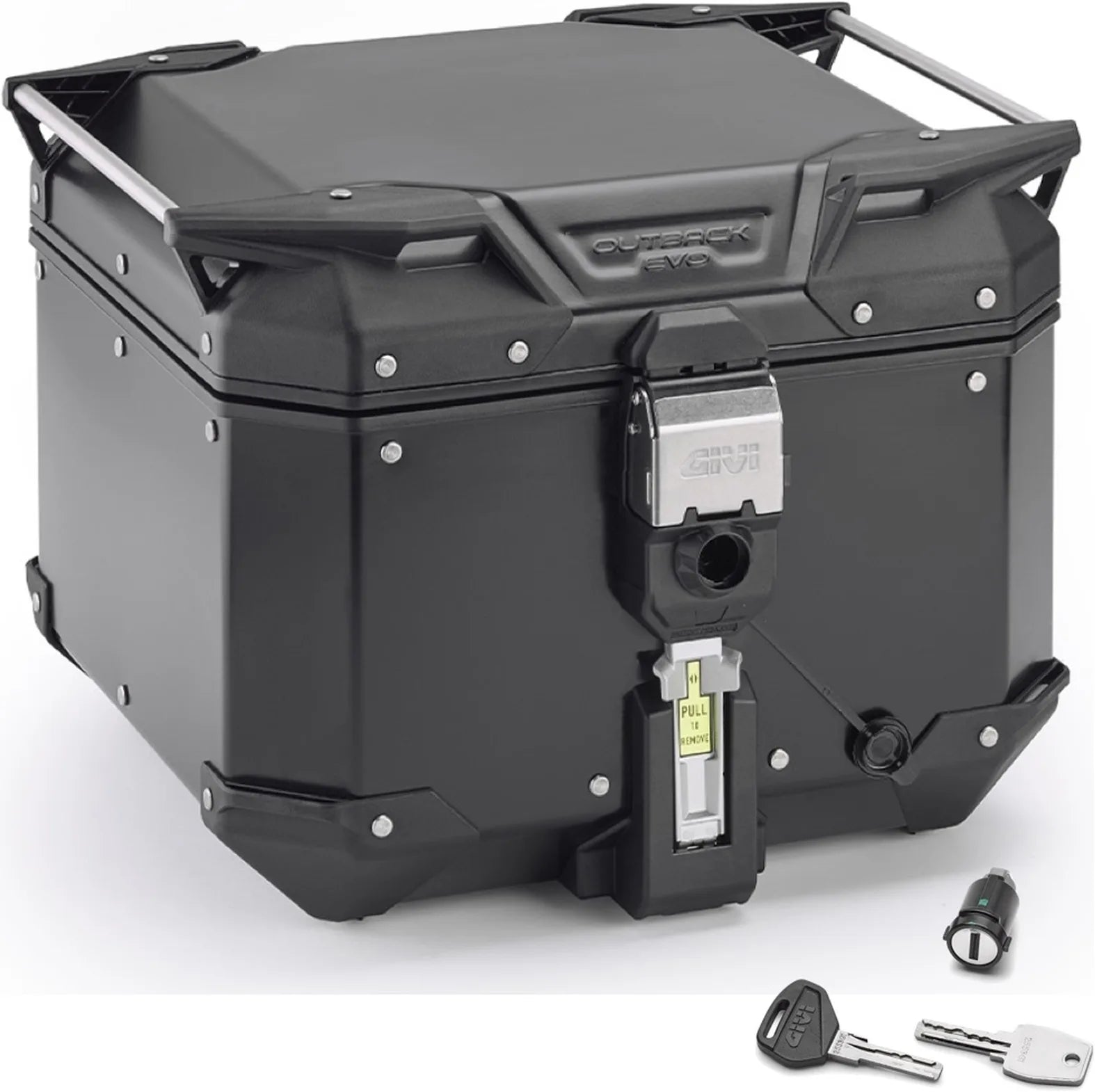 Monokey Trekker Outback Evo Smart Black Aluminium Top Case - 42 Lt Trekker Outback Evo Smart Aluminium - Givi Compatible With Ktm 790 Adventure (2023-2025)