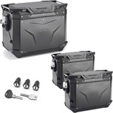 Trekker Outback Evo Smart Aluminium Black Top Case + Side Cases - 116 Lt Trekker Outback Evo Smart Aluminium - Givi Compatible With Honda Crf 1100 L Africa Twin (2020-2023)