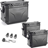 Trekker Outback Evo Smart Aluminium Black Top Case + Side Cases - 116 Lt Trekker Outback Evo Smart Aluminium - Givi Compatible With Honda Crf 1000 L Africa Twin (2018-2019)