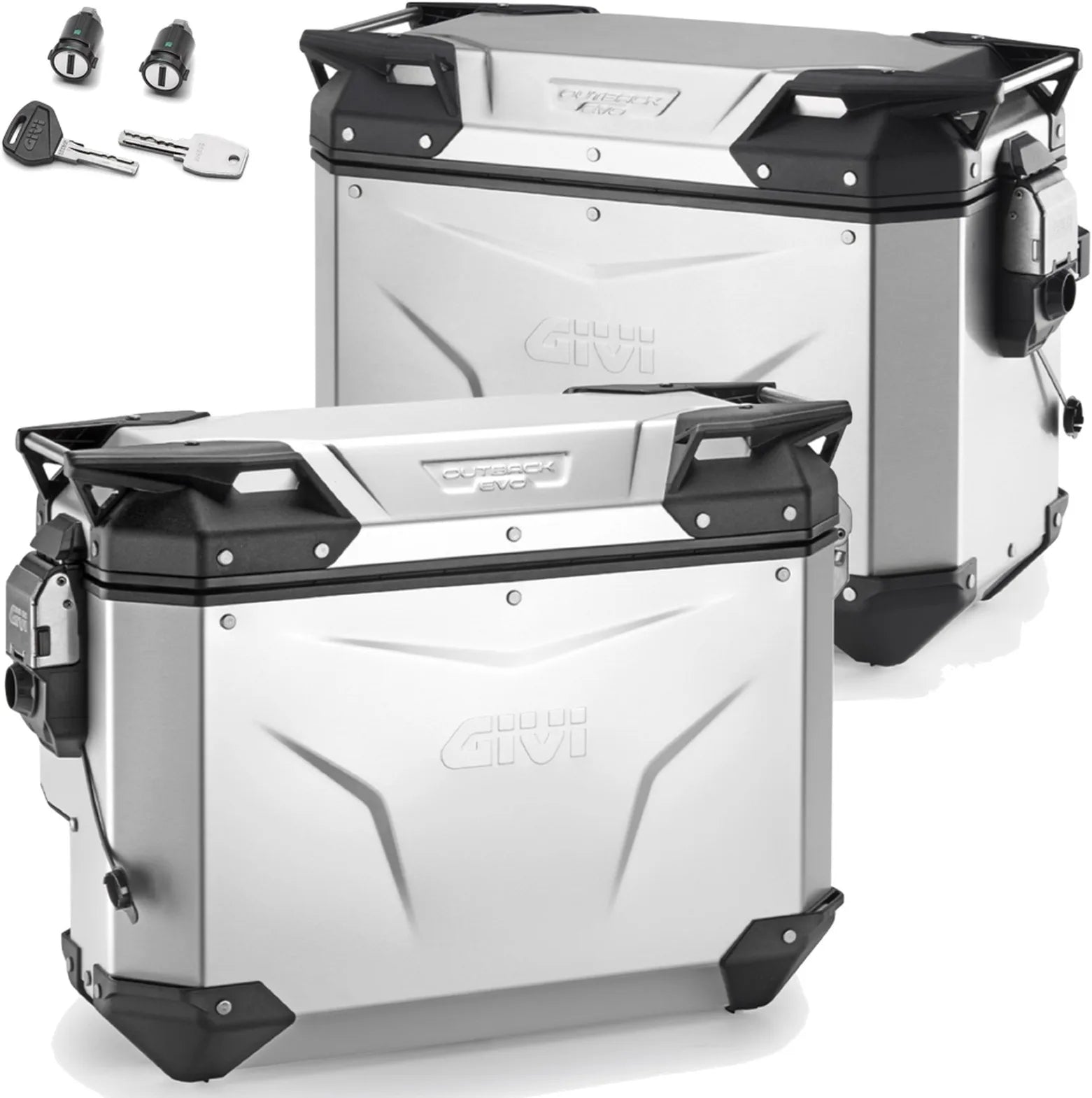 Monokey Cam-Side Trekker Outback Evo Smart Aluminium Side Cases + Locks - 77 Lt Trekker Outback Evo Smart Aluminium - Givi Compatible With Suzuki Dl 1000 V-Strom (2014-2016)