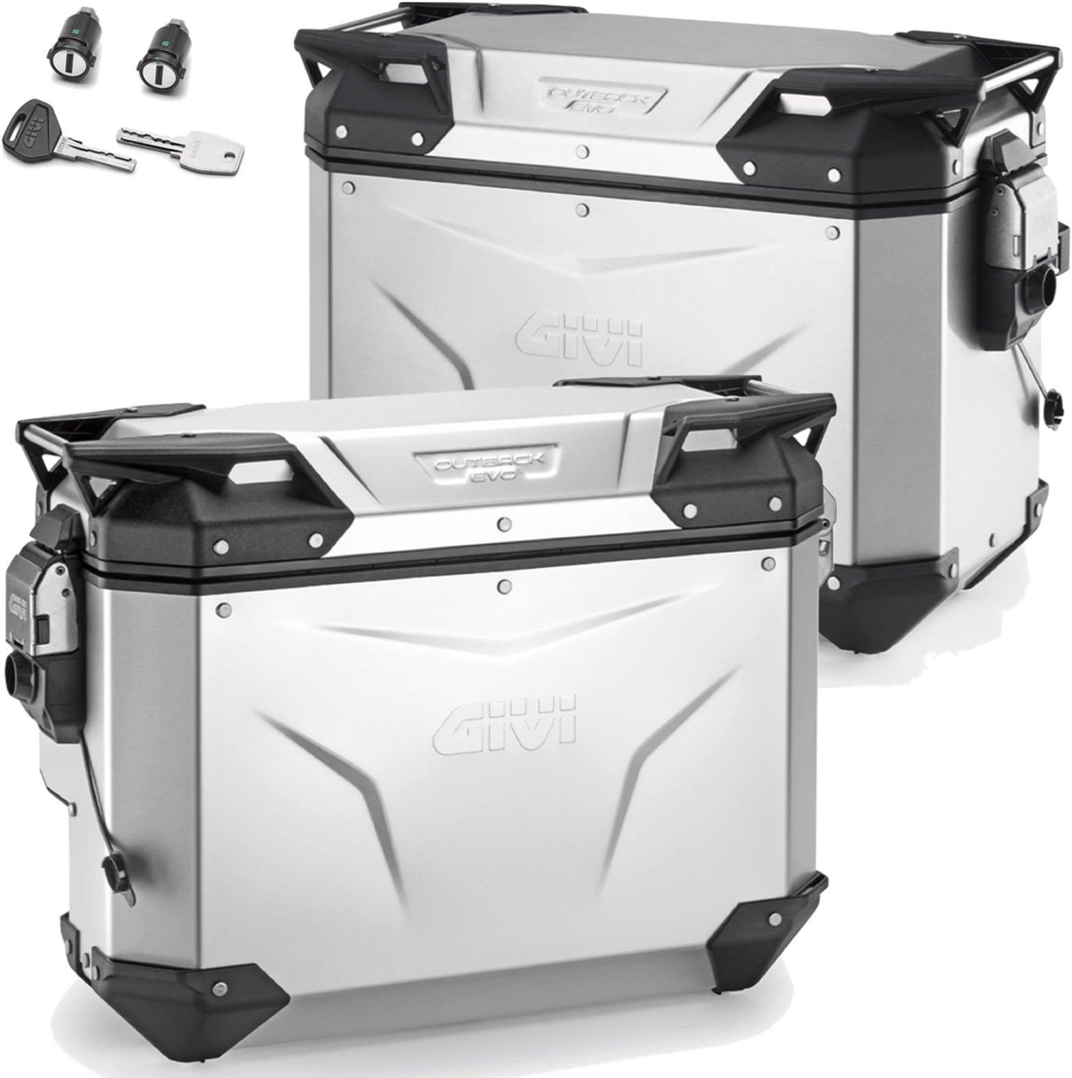 Monokey Cam-Side Trekker Outback Evo Smart Aluminium Side Cases + Locks - 77 Lt Trekker Outback Evo Smart Aluminium - Givi Compatible With Moto Guzzi V85 Tt (2024)