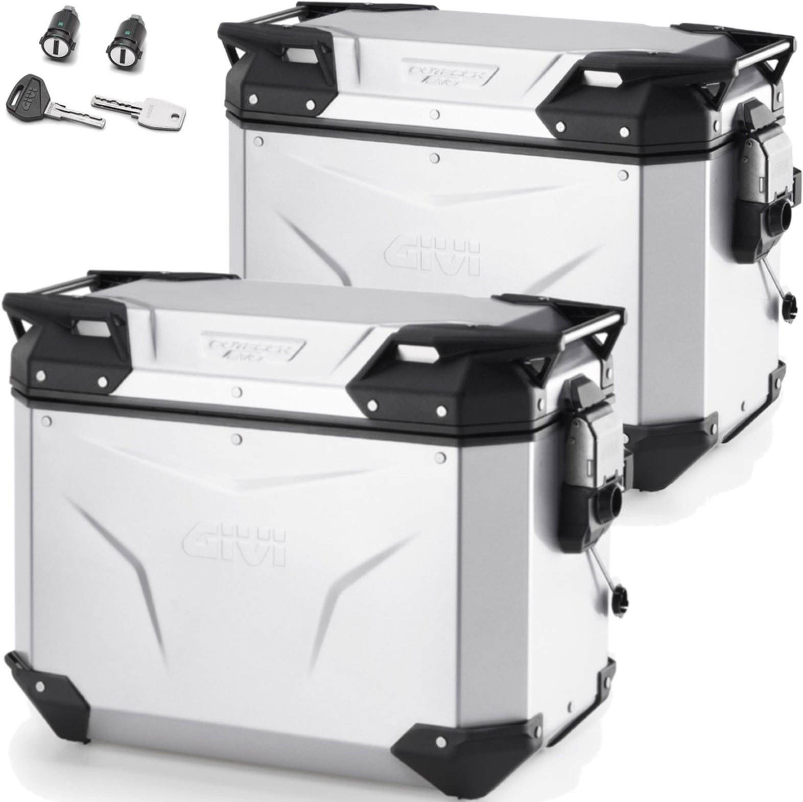 Monokey Cam-Side Trekker Outback Evo Smart Aluminium Side Cases + Locks - 88 Lt Trekker Outback Evo Smart Aluminium - Givi Compatible With Aprilia Tuareg 660 (2021-2024)