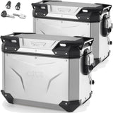 Monokey Cam-Side Trekker Outback Evo Smart Anodized Aluminium Side Cases + Locks - 88 Lt Trekker Outback Evo Smart Anodized Aluminium - Givi Compatible With Honda Crf 1100 L Africa Twin (2020-2023)