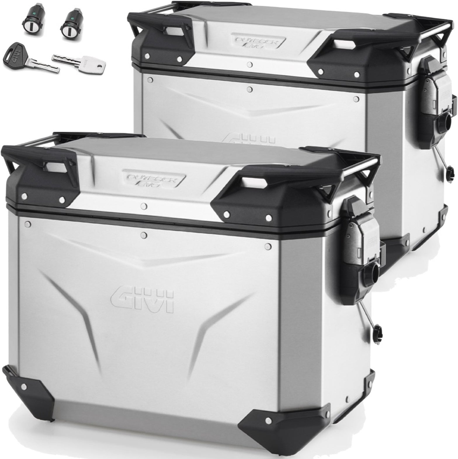 Monokey Cam-Side Trekker Outback Evo Smart Anodized Aluminium Side Cases + Locks - 88 Lt Trekker Outback Evo Smart Anodized Aluminium - Givi Compatible With Moto Guzzi Stelvio 1000 (2024)
